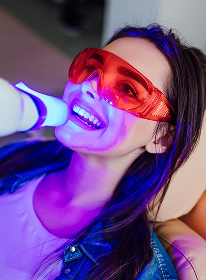 woman receiving in office teeth whitening