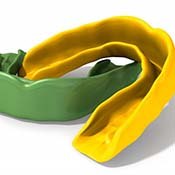 two mouthguards, one green and one yellow