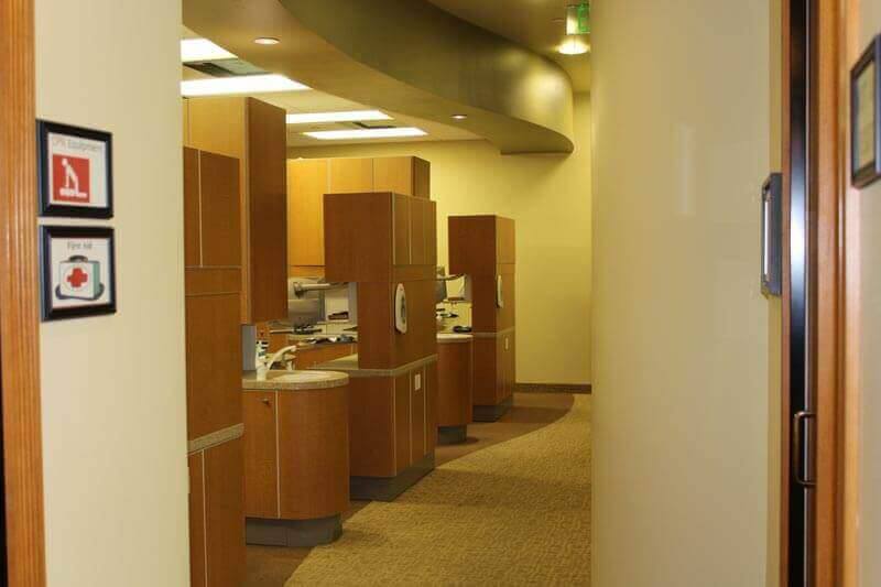 Hallway looking into dental treatment rooms