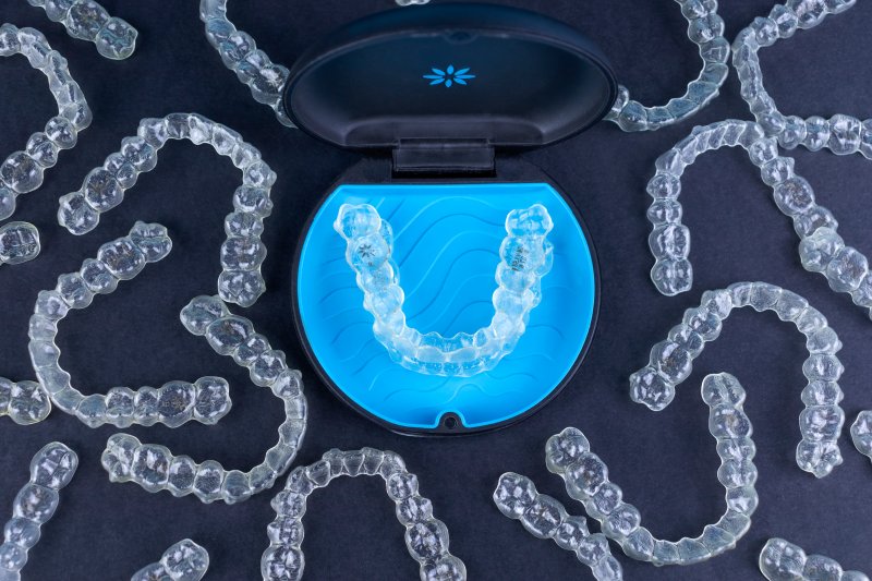 Invisalign aligners in plastic case